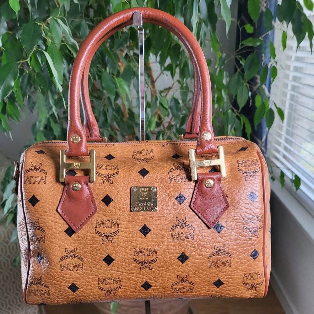 MCM Dark Tan Boston Bag
